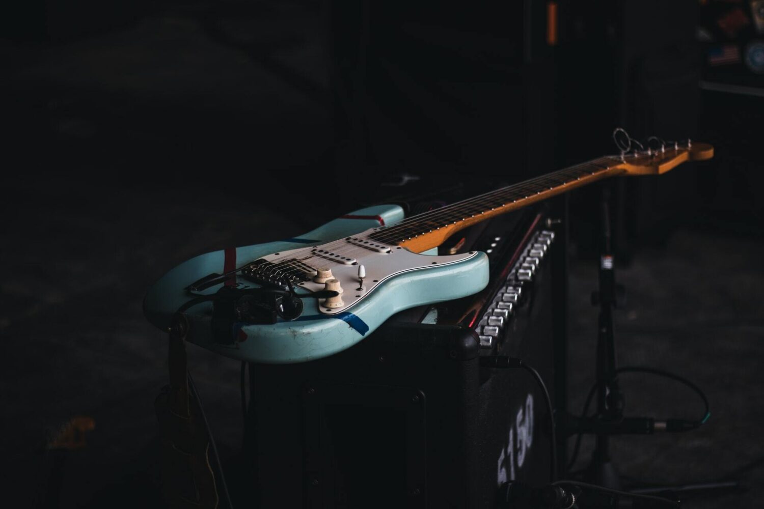 Guitar on amp