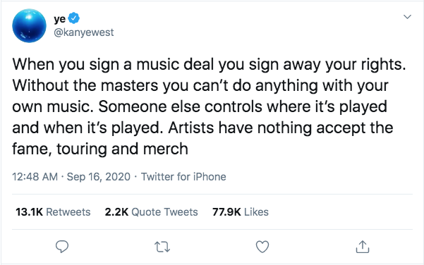 kanye west masters tweet